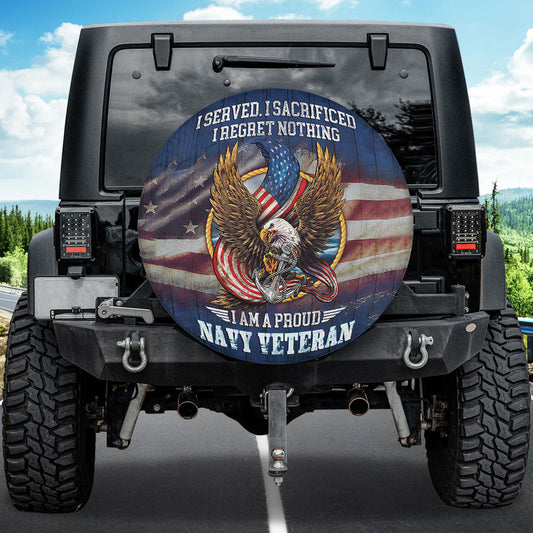 Petthouse | Proud Navy Veteran American Spare Tire Cover Veteran's Day Decor Truck Decoration Daddy Gift