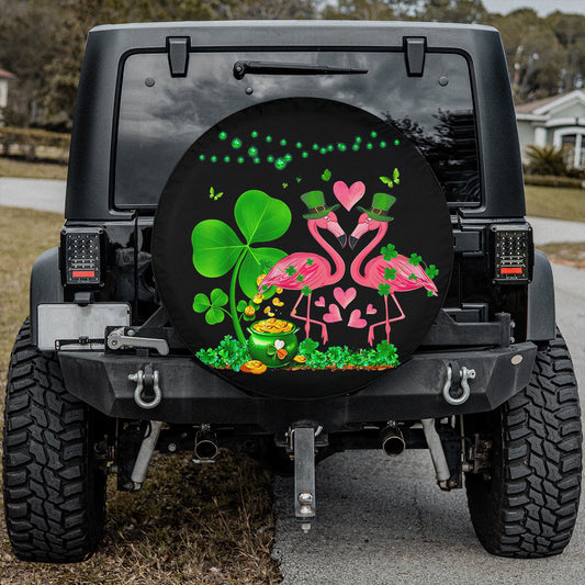 Petthouse | Irish Flamingo Shamrock St Patricks Day Spare Tire Cover Irish Gift Ideas Wheel Cover For Car