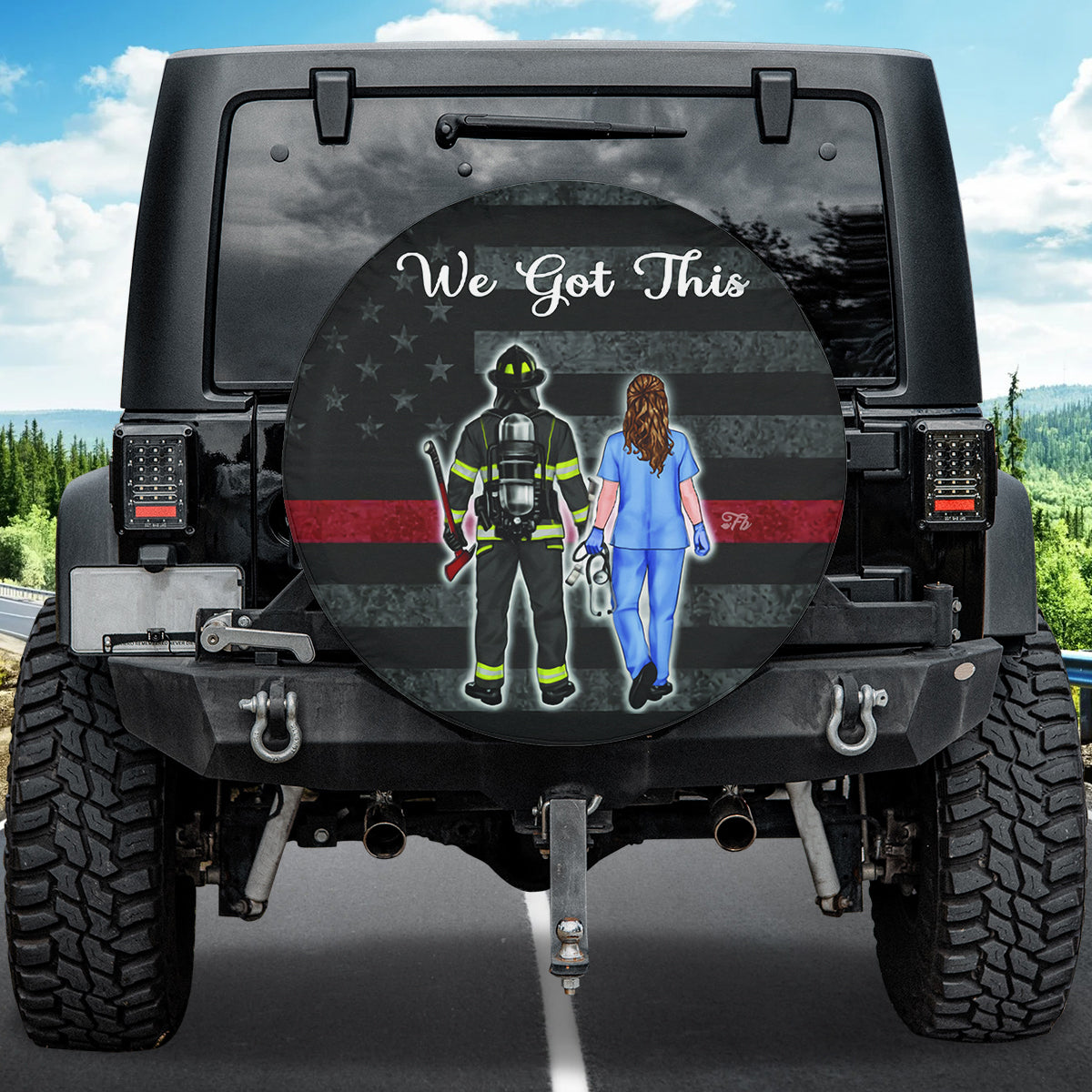 Petthouse | Firefighter And Nurse Spare Tire Cover We Got This Spare Tire Cover American Flag Thin Red Line