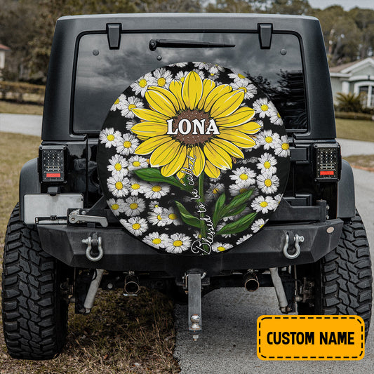 Petthouse | Customized Tire Cover Blessed To Be Called Tire Wrap Sunflower Tire Cover Car Decoration