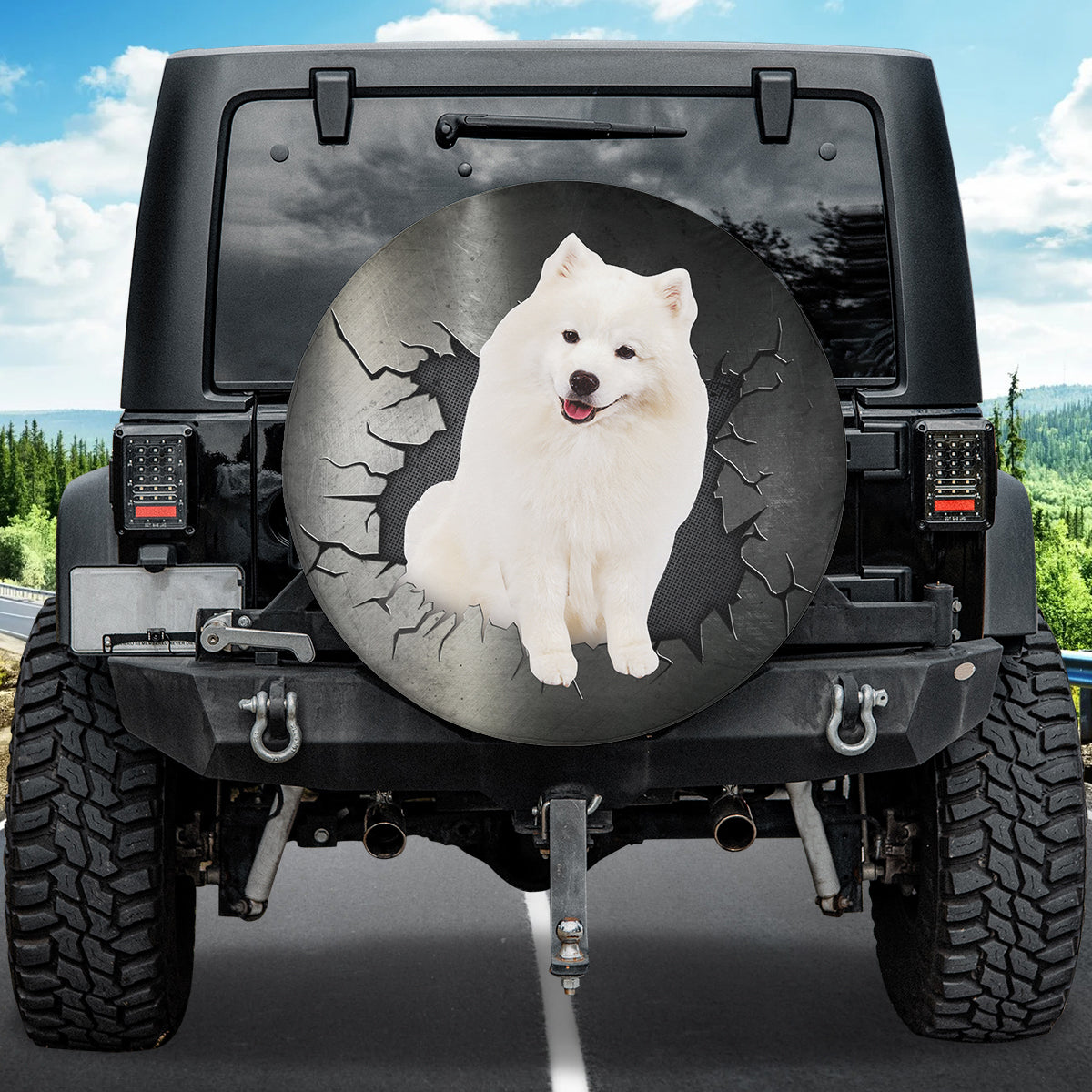 Petthouse | Spare Tire Cover American Eskimo Dog Wheel Bag Car Accessories Universal Dog Owner Gifts