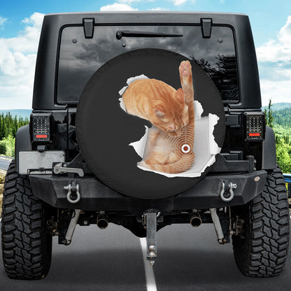 Petthouse | Orange Cat Spare Tire Cover Lovely Cat Tire Cover Funny Animals Wheel Cover Car Accessories