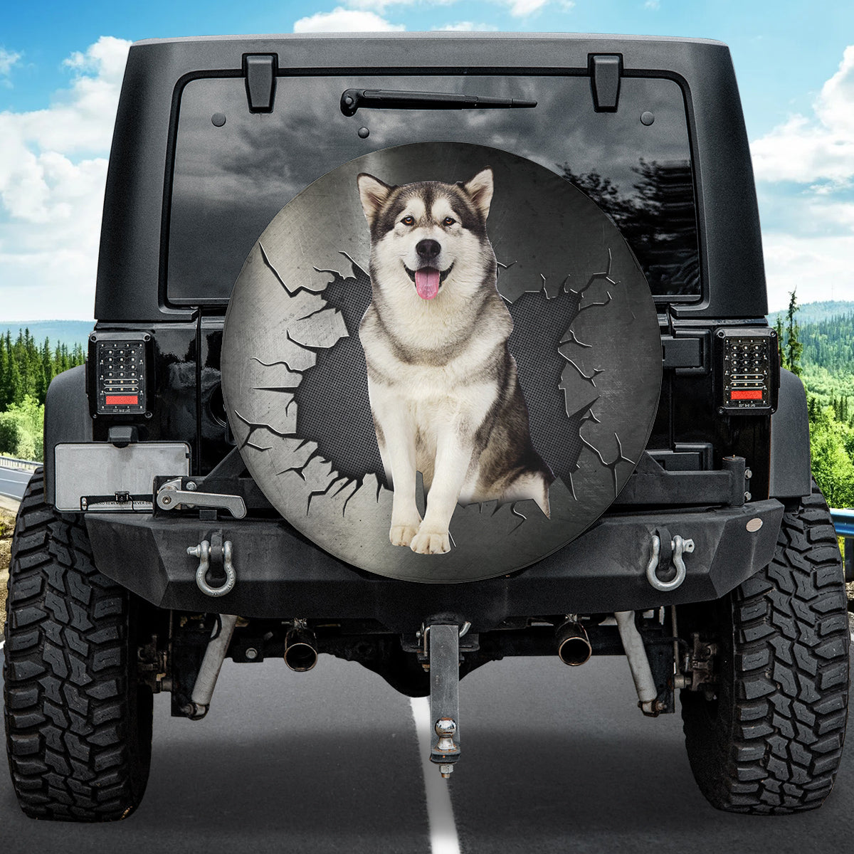 Petthouse | Spare Wheel Cover Alaskan Malamute Universal Fit Truck Spare Tire Husky Dad Humourous Car Decor