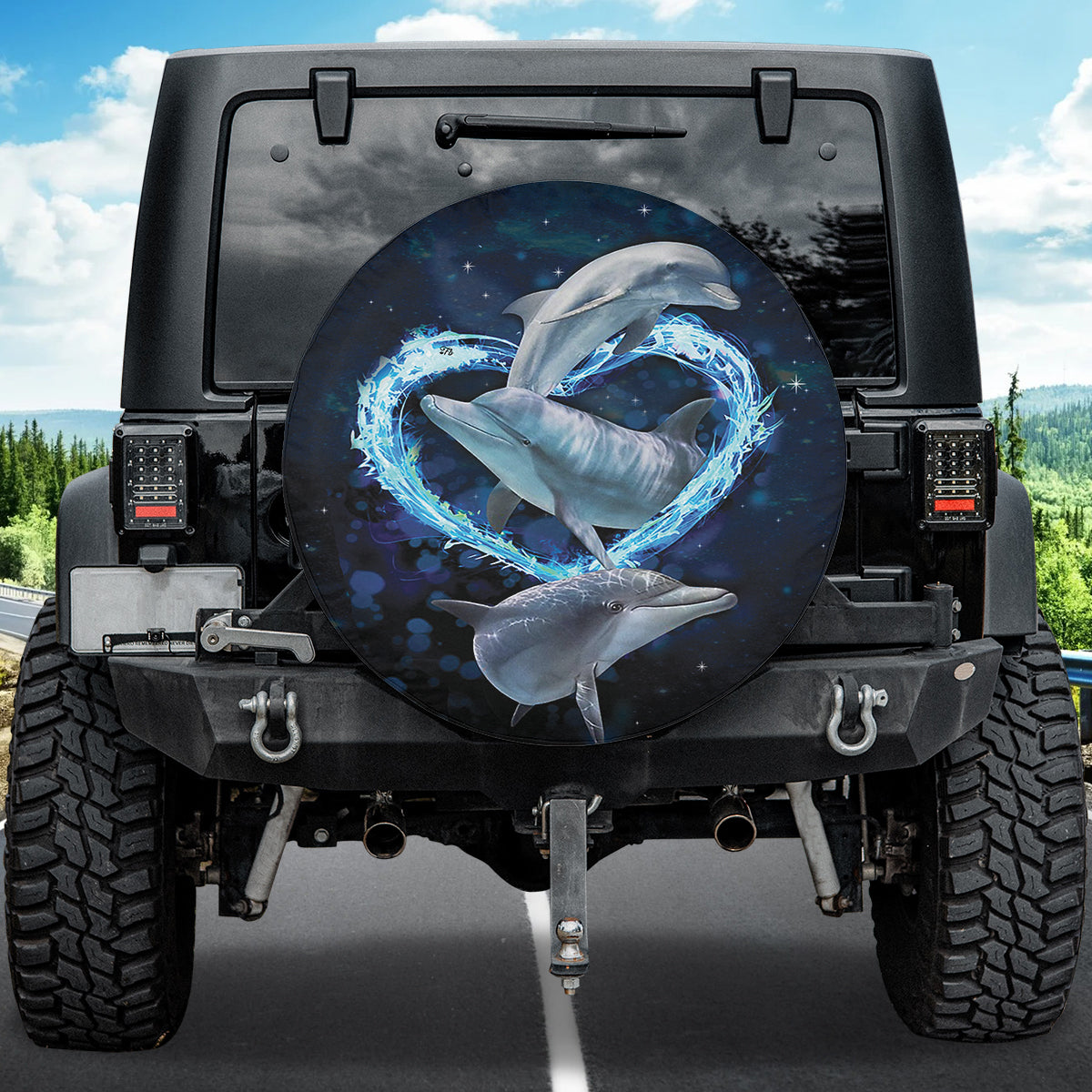 Petthouse | Dolphin Heart Water Magic Cute Spare Tire Cover Car Accessories Dolphin Lover Gift Birthday Gifts