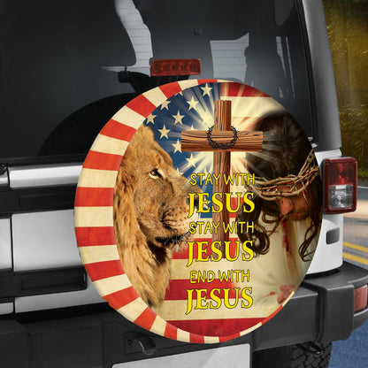 Petthouse | Lion Of Jesus Usa Flag Spare Wheel Cover Independence Day End With Jesus Spare Tire Cover