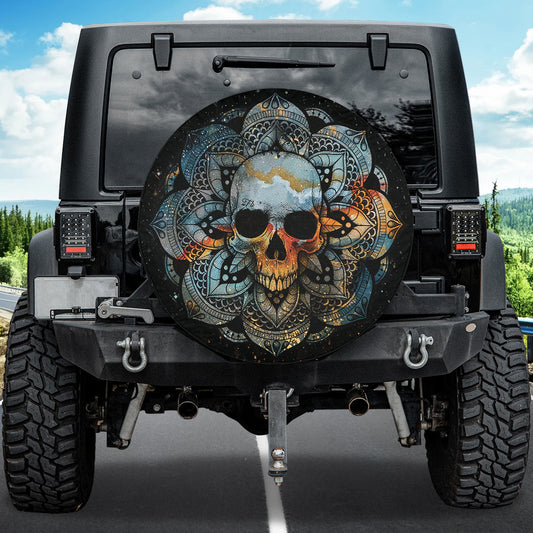 Petthouse | Skull Spare Tire Cover Mandala Tire Cover Mandala Skull Tire Wrap Vintage Tire Cover Car Decor