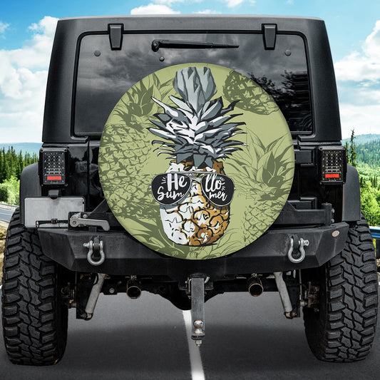 Petthouse | Hello Summer Spare Tire Cover Pineapple Tire Wrap Cartoon Tire Cover Car Decoration