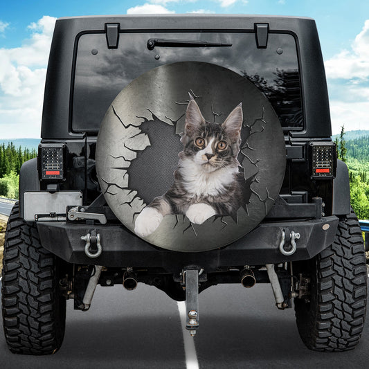 Petthouse | Maine Coon Cat Tire Wheel Protector Cat Mom Dad Trailer Tire Cover Cat Lover Car Accessory