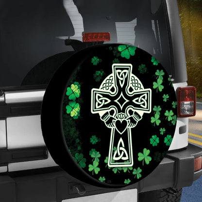 Petthouse | Irish Celtic Cross Shamrock Spare Tire Cover St Patricks Day Gift Decor Car