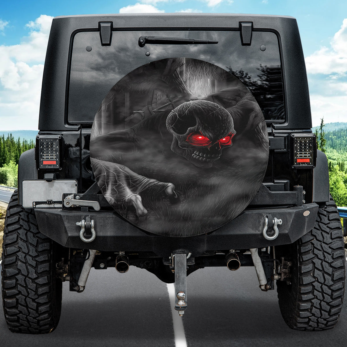 Petthouse | Skull Spare Tire Cover Skeleton Tire Cover Horror Tire Wrap Car Decoration