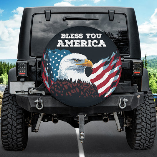 Petthouse | Bless You America Spare Tire Cover God Bless You Tire Cover American Flag Cover Independence Day