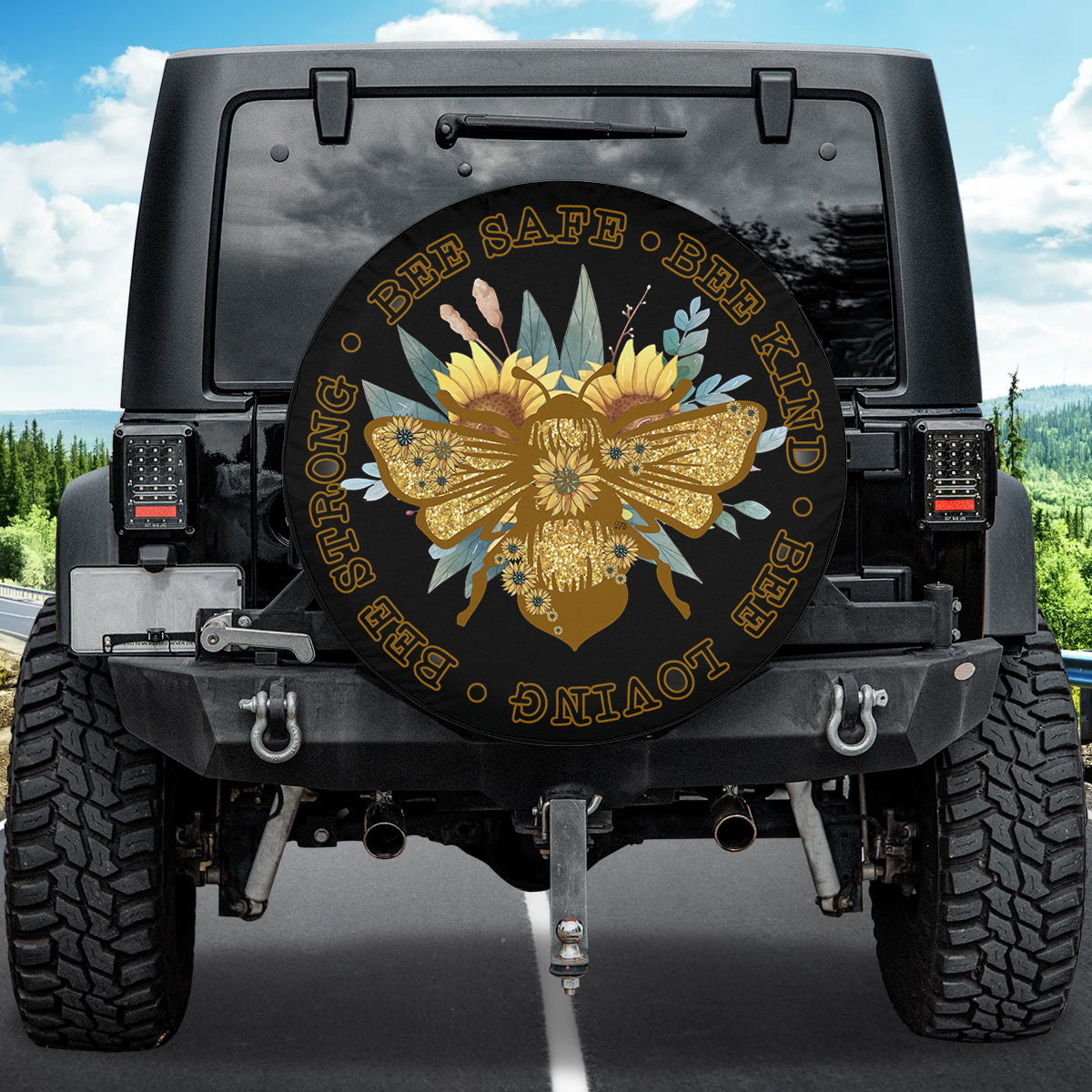 Petthouse | Bee Safe Bee Kind Spare Tire Cover Bee Sunflower Spare Tire Cover New Car Gift