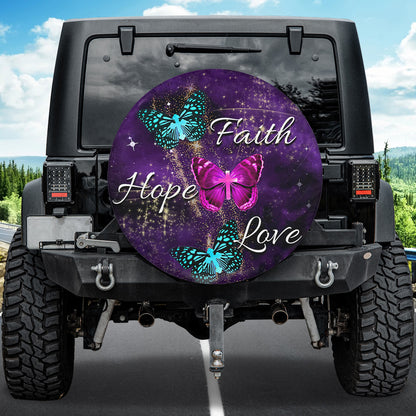 Petthouse | Butterfly Faith Hope Love Spare Tire Cover Butterfly Magical Christian Cross New Car Gift