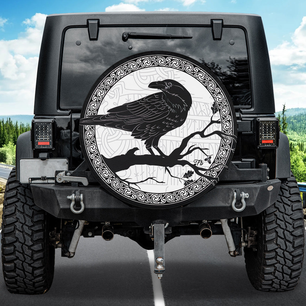 Petthouse | The Black Crow Cover An Oak Tree Cover Raven Art Wrap Car Tire Cover Car Decorate