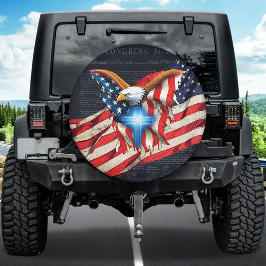 Petthouse | Eagle American Flag Spare Tire Cover Waterproof American Patriot Independence Car Tire Covers