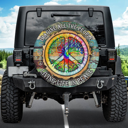 Petthouse | Rainbow Peace Sign Spare Tire Cover Jesus Believer Camper Tire Cover Religious Tire Protector