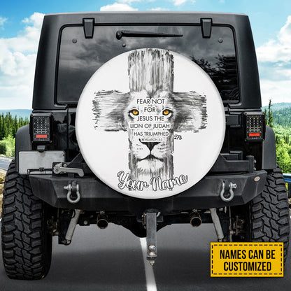 Petthouse | Customized Tire Cover Fear Not For Jesus Cover The Lion Of Judas Wrap Lion Cross Cover Car Decor