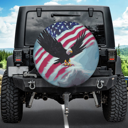 Petthouse | Bald Eagle American Flag Spare Tire Cover American Patriot Wheel Cover Gift Car Accessories