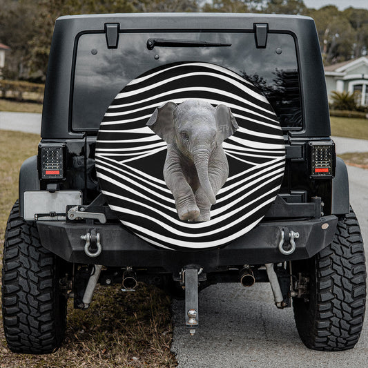 Petthouse | Elephant Stripes Pattern Spare Tire Cover Elephant Lover Gift Car Decor