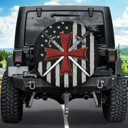 Petthouse | Jesus Christian Cross Sword American Flag Spare Tire Cover Christian Truck Decor Religious Gift