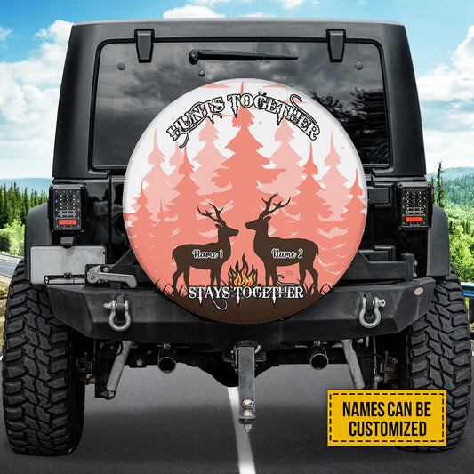 Petthouse | Customized Gift Deer Couple Spare Tire Cover Deer Hunting Wheel Cover Hunts Together Stay Together