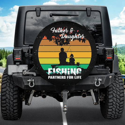 Petthouse | Father Daughter Spare Tire Cover Fishing Tire Cover Partners For Life Tire Cover Father's Day Gift