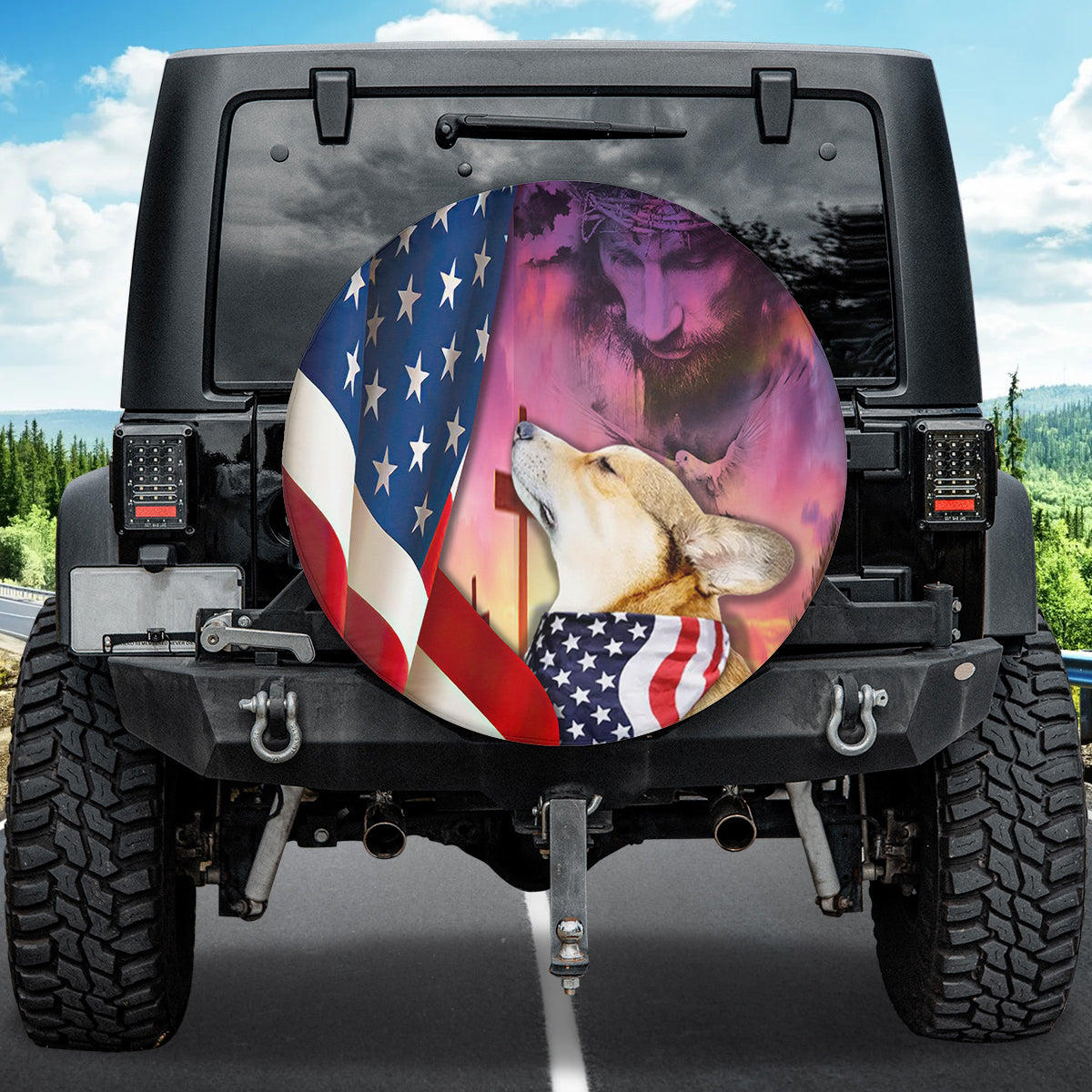 Petthouse | Corgi Spare Tire Cover American Pride Tire Protector Jesus Believer Wheel Tire Covers New Car Gift