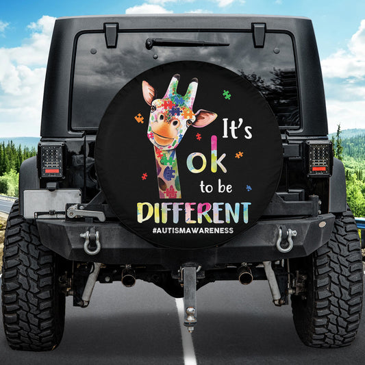 Petthouse | Giraffe Spare Wheel Cover Autism Awareness Car Seat Protector It's Ok To Be Different Spare Tire Cover