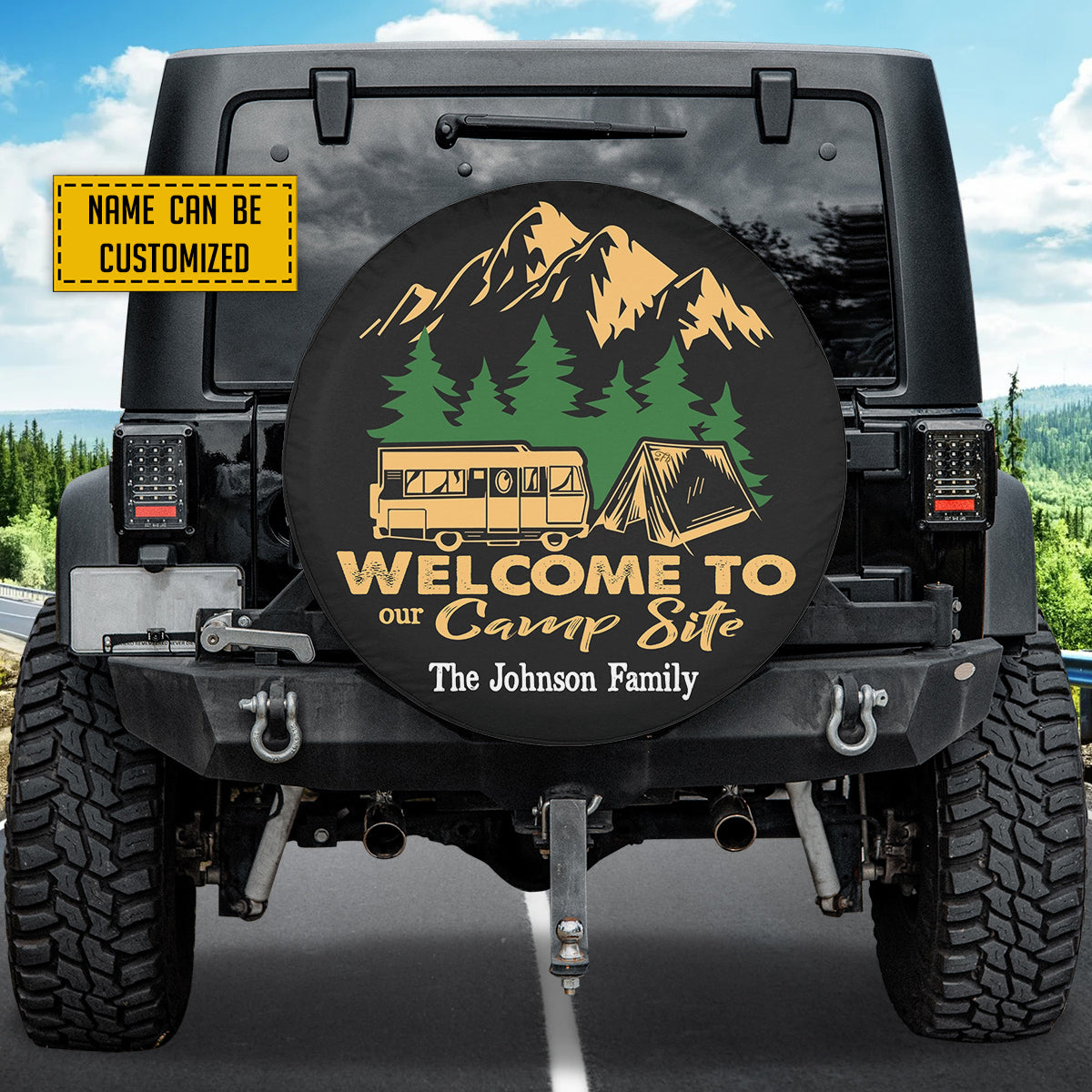 Petthouse | Customized Wheel Cover Welcome To Our Campsite Spare Tire Cover Mountain Car Accessory