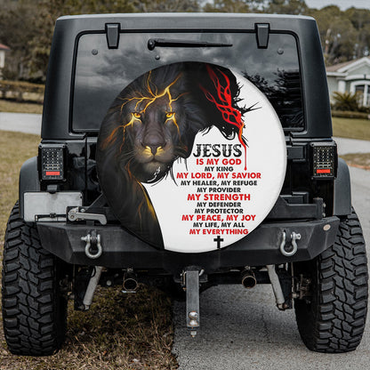 Petthouse | Jesus Lion Tire Cover Jesus My God Tire Cover Christ Warrior Tire Cover Christian Car Decor