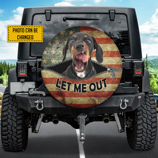 Petthouse | Customizable Dogs Photo Tire Protector Dachshund Vintage Usa Flag Universal Spare Tire Cover