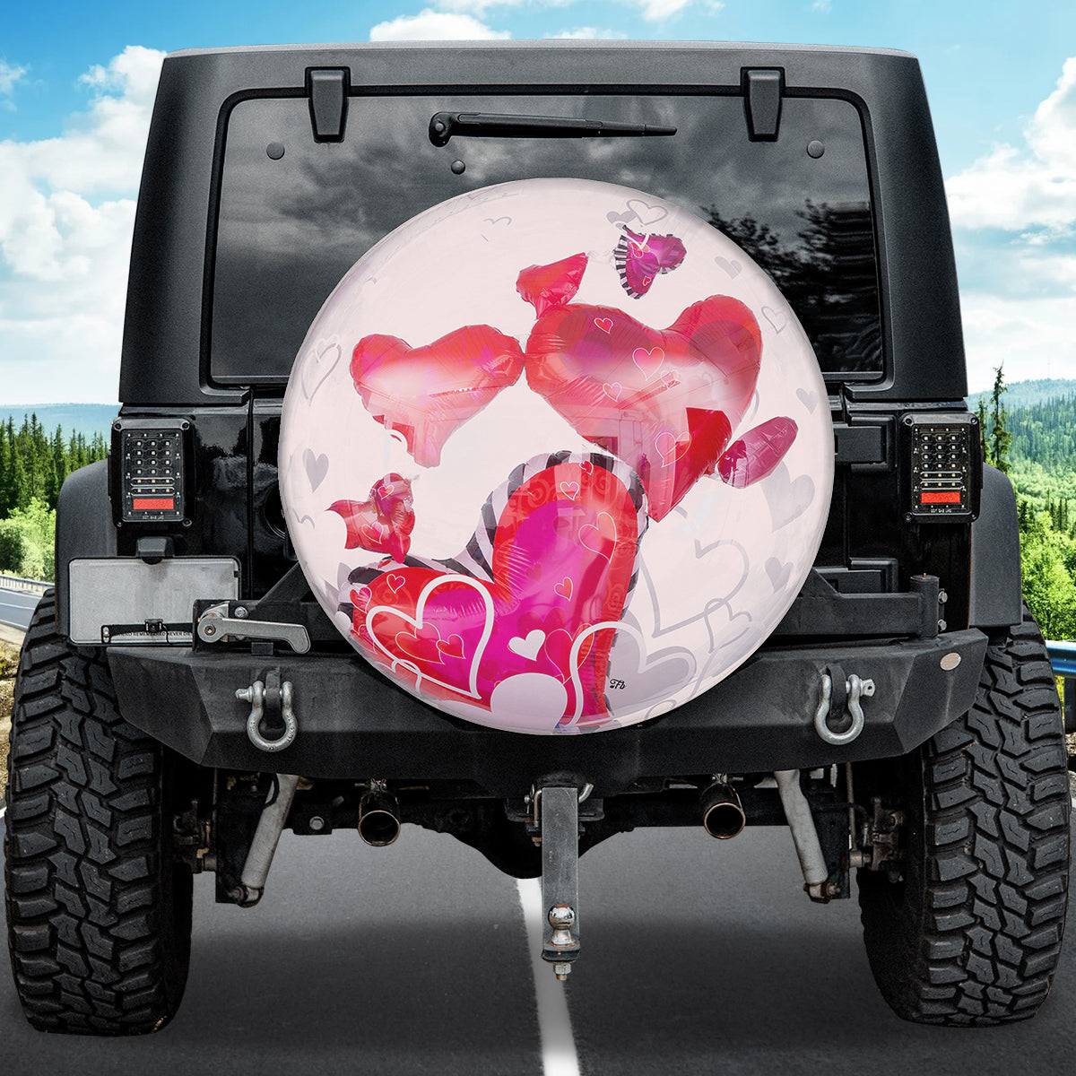 Petthouse | Valentine Heart Balloons Spare Tire Cover Happy Valentine's Day Gift Lover Gift Decor Car