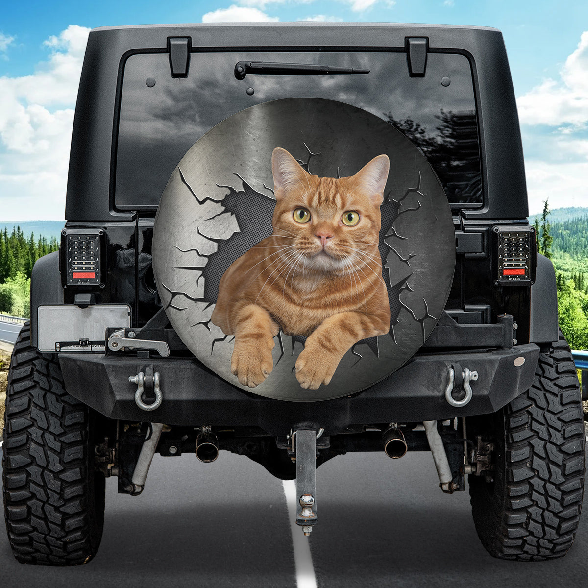 Petthouse | Spare Wheel Cover Red Tabby American Shorthair Cat Universal Fit Truck Tires Cat Dad