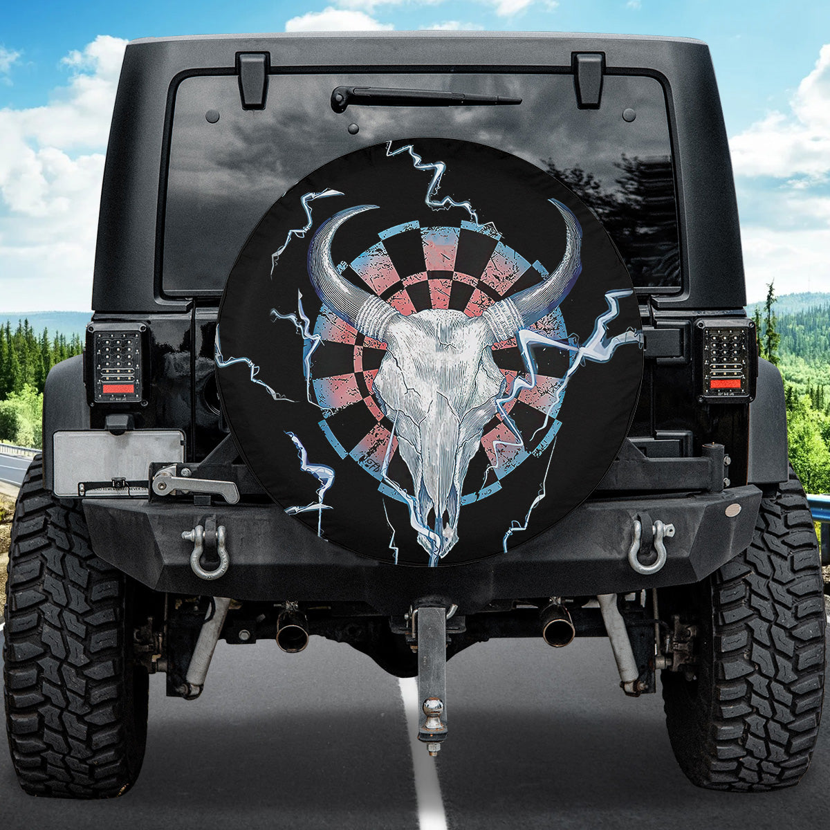 Petthouse | Buffalo Skull Spare Tire Cover Wildlife Scene Tire Cover Vintage Wheel Cover Car Accessories