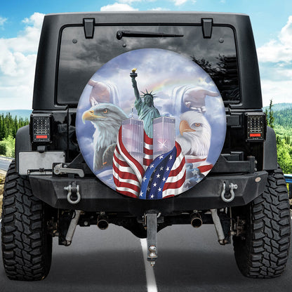 Petthouse | American Memorial Day 119 Spare Tire Cover Us Twin Towers Eagle Christ Truck Decor September 11th