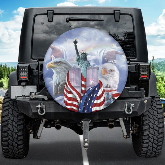 Petthouse | American Memorial Day 119 Spare Tire Cover Us Twin Towers Eagle Christ Truck Decor September 11th