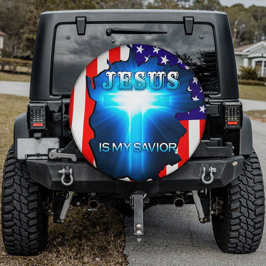 Petthouse | Jesus Is My Savior Spare Tire Cover Jesus Wheel Cover Christian Tire Cover American Patriot Gift