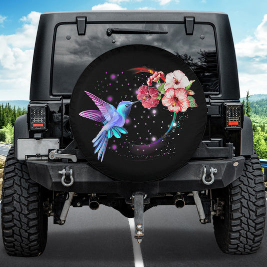 Petthouse | Hummingbird Hibiscus Flower Spare Tire Cover Hummingbird Wheel Cover Truck Trailer Accessory