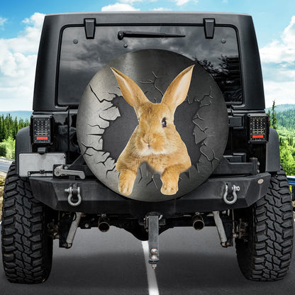 Petthouse | Rabbit Cute Wheel Tire Covers Bunny Breaking Wall Print Spare Wheel Cover Fun Car Decor Accessory