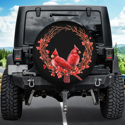 Petthouse | Cardinal Birds Spare Tire Cover Christmas Wreath Tire Protector Car Accessory New Car Gift Holiday