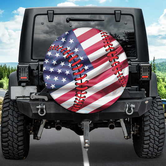 Petthouse | Baseball American Flag Spare Tire Cover Baseball Sports Wheel Cover Baseball Player Gift Son Gift