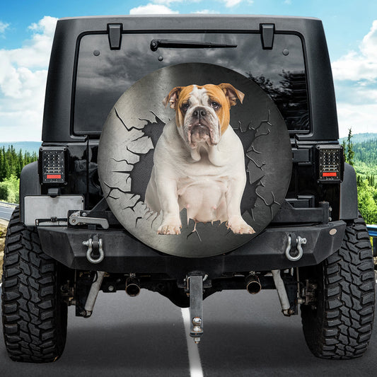 Petthouse | English Bulldog Big Hole Crack Spare Tire Cover Dog Wheel Protector Bulldog Owner Car Decor