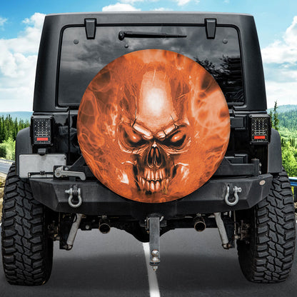 Petthouse | Horror Skull Fire Spare Tire Cover Halloween's Day Decor Truck Decoration