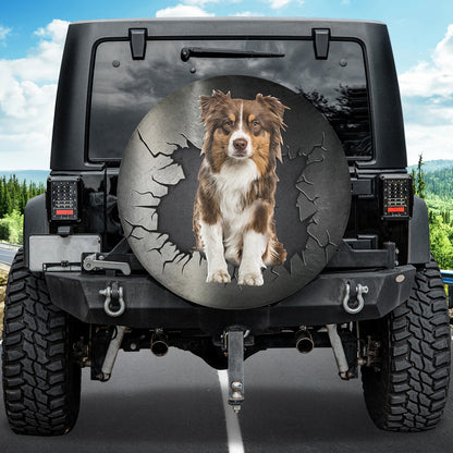 Petthouse | Brown Australian Shepherd Tire Protector Dog Portable Wheel Bags Universal Fit Truck Spare Tire