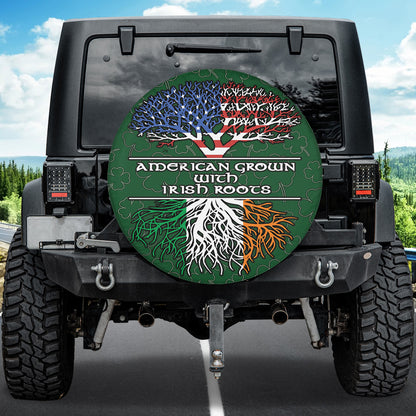 Petthouse | Irish Tree Of Life American Grown With Irish Roots Spare Tire Cover Wheel Cover Irish Gift