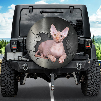 Petthouse | Sphynx Cat Car Tire Protector Sphynx Peeking Out Hole Spare Wheel Cover Cat Owner