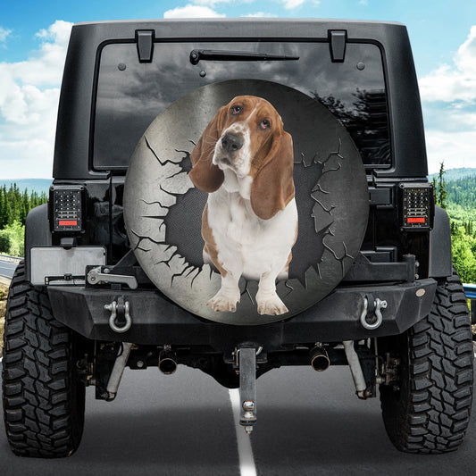 Petthouse | Basset Hound Funny Spare Tire Cover Hole Punched Wheel Cover Fun Car Decor Dog Lover Gifts