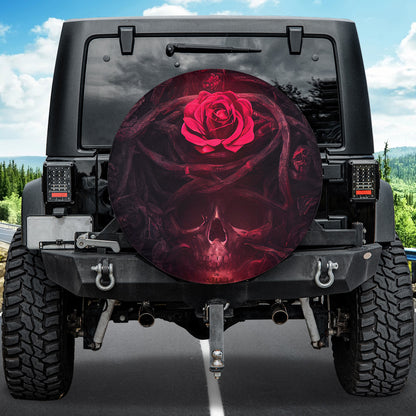 Petthouse | Skull Rose Spare Tire Cover Skull Tire Cover Hippie Spare Tire Cover Roses Tire Wrap Car Decorf