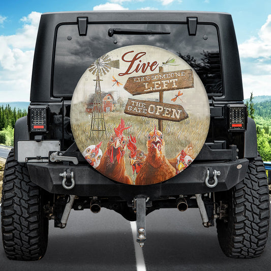 Petthouse | Rooster Spare Tire Cover Rooster Farmhouse Tire Cover Live Like Someone Left Gate Open Tire Cover