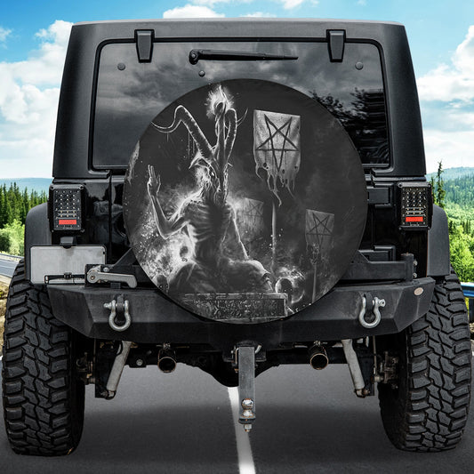 Petthouse | Satan Spare Tire Cover Satanism Tire Cover Devil Tire Wrap Baphomet Spare Tire Cover For Christian